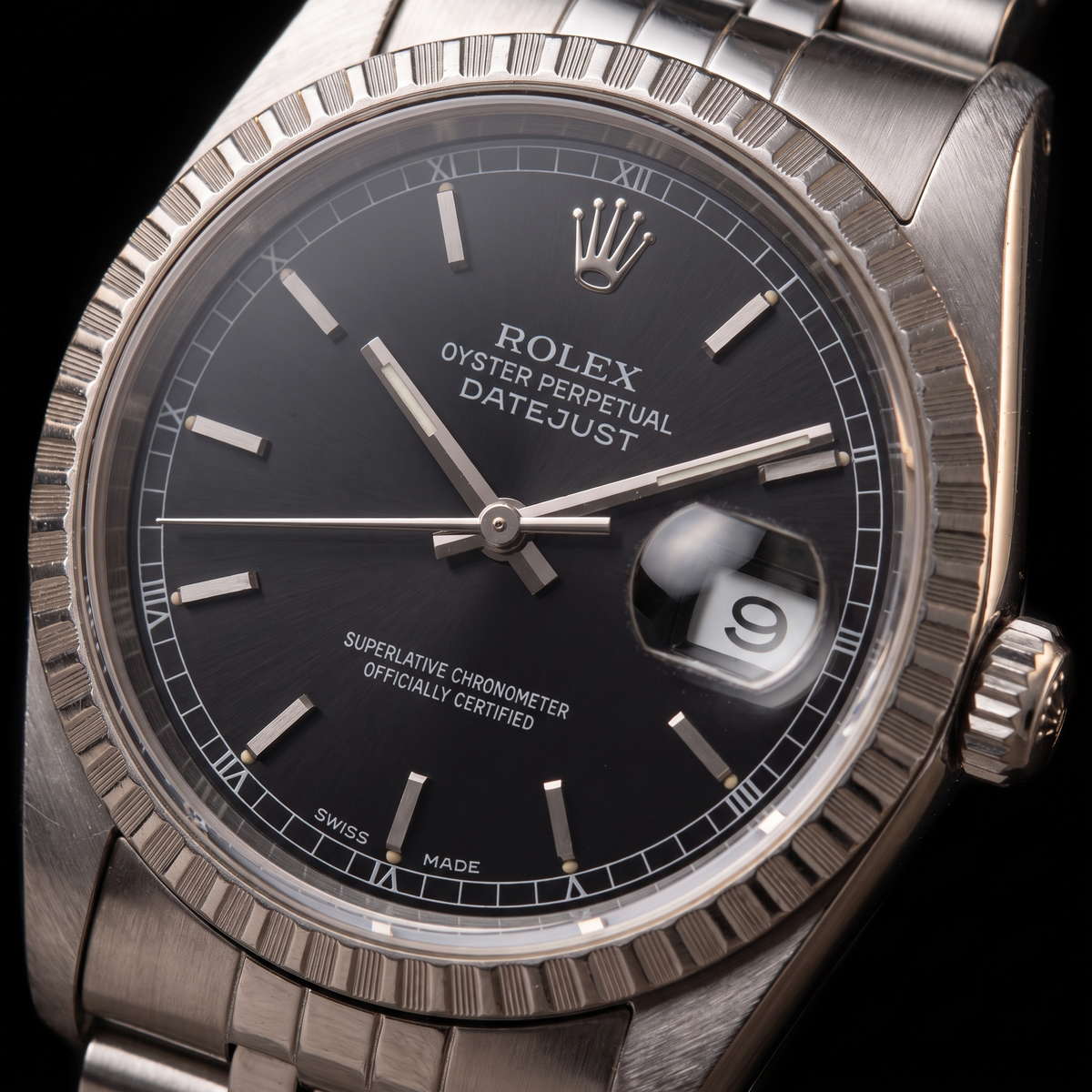 36MM Black Dial Datejust Engine Turned Bezel - view 2